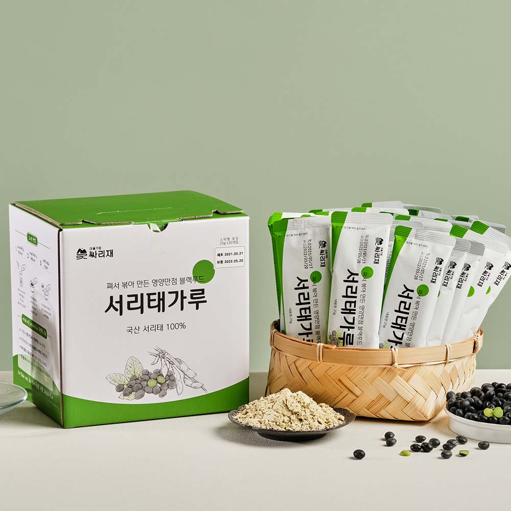 싸리재 부드러운 검은 콩가루 [ 서리태가루(간편한 스틱포장) 25g 30봉지 ] 국산 검정콩